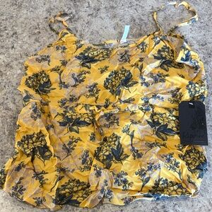 Yellow Floral Spaghetti-Strap Cami